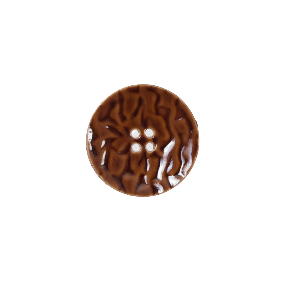 Italian Toffee Brown Textured Button - 24L/15mm Italian Toffee Brown Textured Button - 24L/15mm