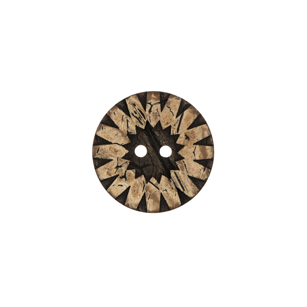 Italian Brown Carved Coconut Button - 24L/15mm Italian Brown Carved Coconut Button - 24L/15mm