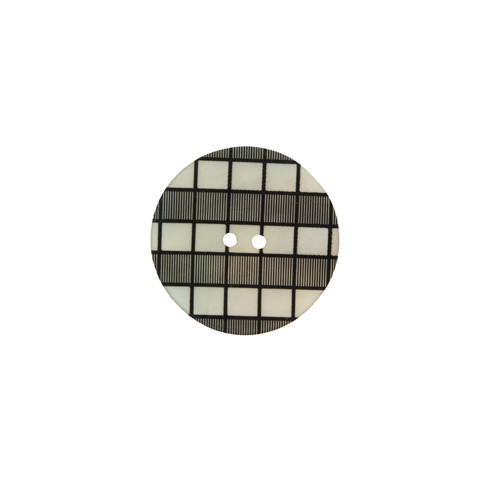 Italian Black and White Checkered Mother Of Pearl Button - 24L/15mm Italian Black and White Checkered Mother Of Pearl Button - 24L/15mm