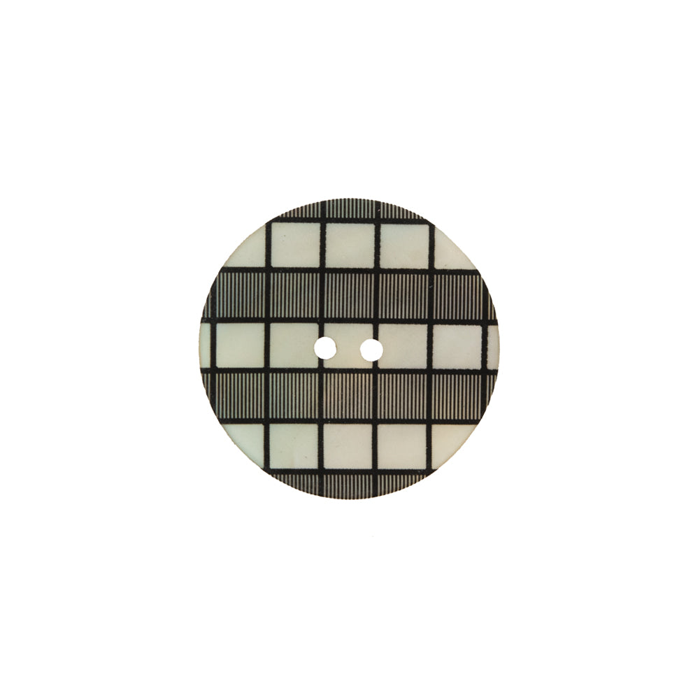 Italian Black and White Checkered Mother Of Pearl Button - 28L/18mm Italian Black and White Checkered Mother Of Pearl Button - 28L/18mm