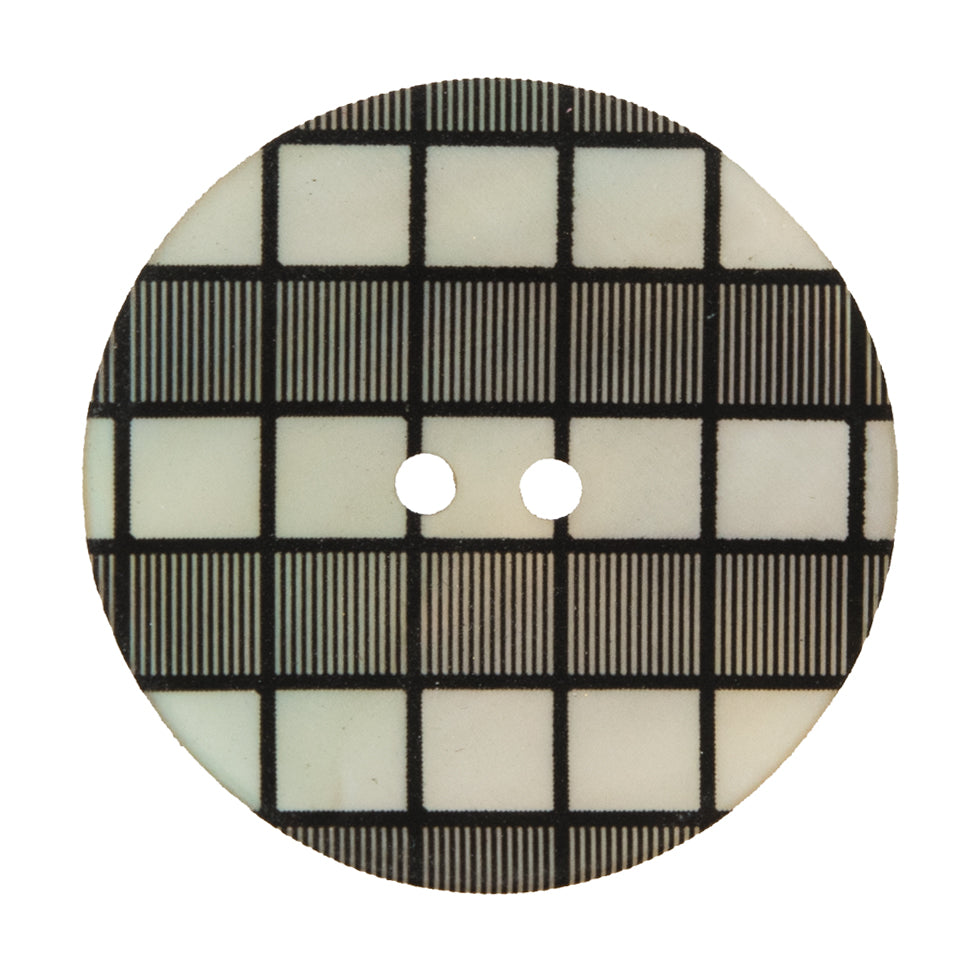 Italian Black and White Checkered Mother Of Pearl Button - 54L/34mm Italian Black and White Checkered Mother Of Pearl Button - 54L/34mm