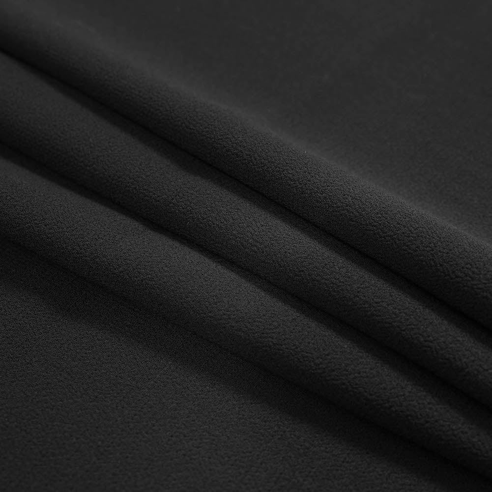 Italian Black Virgin Wool Double Crepe Detail Italian Black Virgin Wool Double Crepe Detail