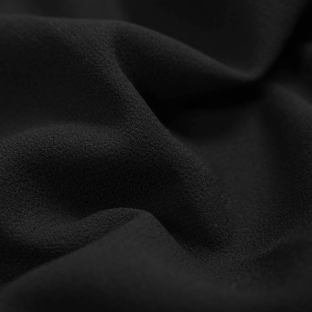 Italian Black Virgin Wool Double Crepe Full Italian Black Virgin Wool Double Crepe Full