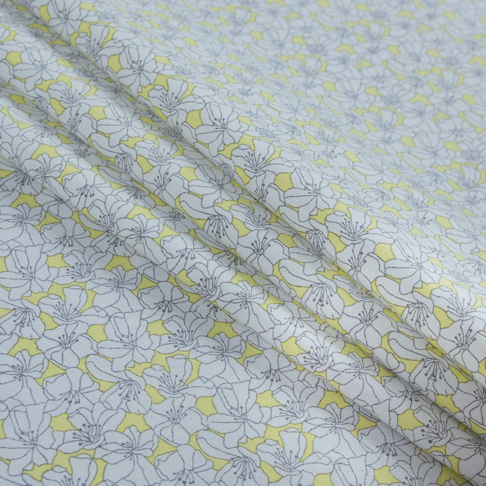 Limelight and White Floral Printed Cotton Poplin Detail Limelight and White Floral Printed Cotton Poplin Detail