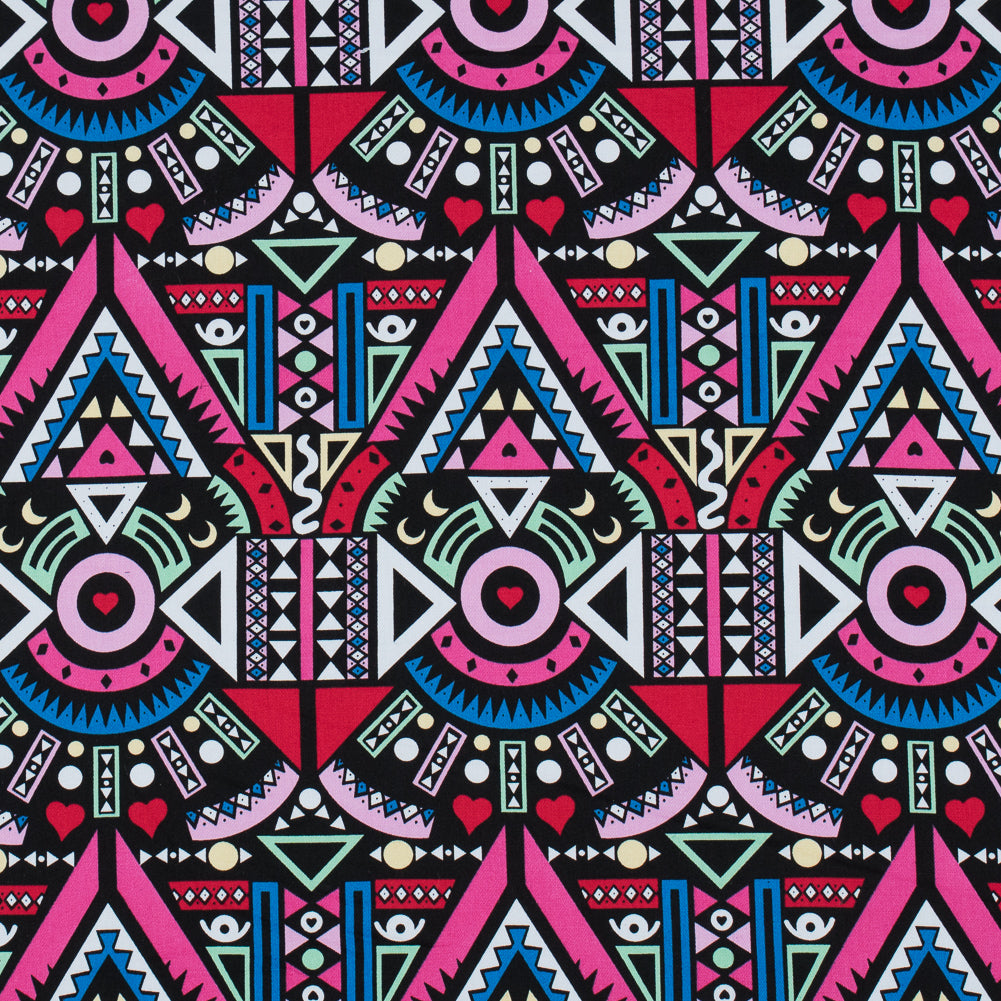 Victoria Blue/Magenta Multicolor Geometric Printed Stretch Cotton Twill Victoria Blue/Magenta Multicolor Geometric Printed Stretch Cotton Twill