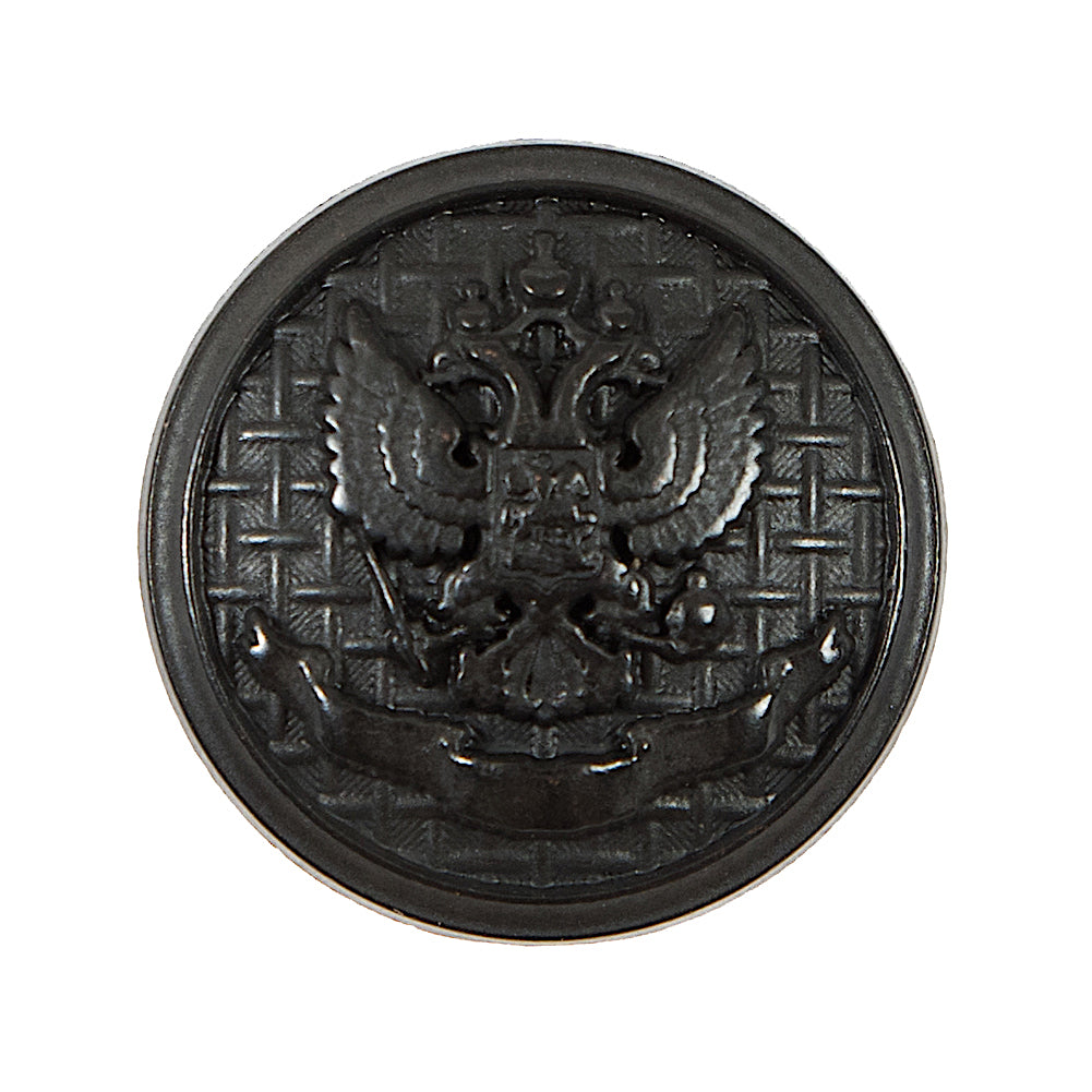 Italian Black Button with Double-Headed Eagle Emblem - 44L/28mm Italian Black Button with Double-Headed Eagle Emblem - 44L/28mm