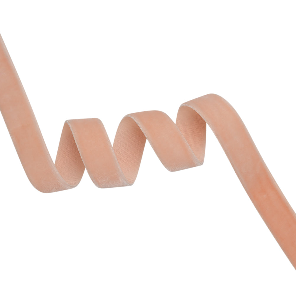 Stretch Velvet Ribbon Trim Made in Italy - 0.625" - Light Pink - Gislaine Collection Stretch Velvet Ribbon Trim Made in Italy - 0.625" - Light Pink - Gislaine Collection