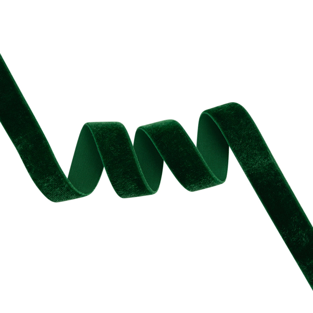 Stretch Velvet Ribbon Trim Made in Italy - 0.625" - Emerald Green - Gislaine Collection Stretch Velvet Ribbon Trim Made in Italy - 0.625" - Emerald Green - Gislaine Collection