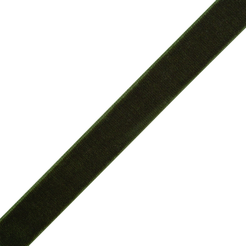 Stretch Velvet Ribbon Trim Made in Italy - 0.625" - Forest Green - Gislaine Collection Stretch Velvet Ribbon Trim Made in Italy - 0.625" - Forest Green - Gislaine Collection