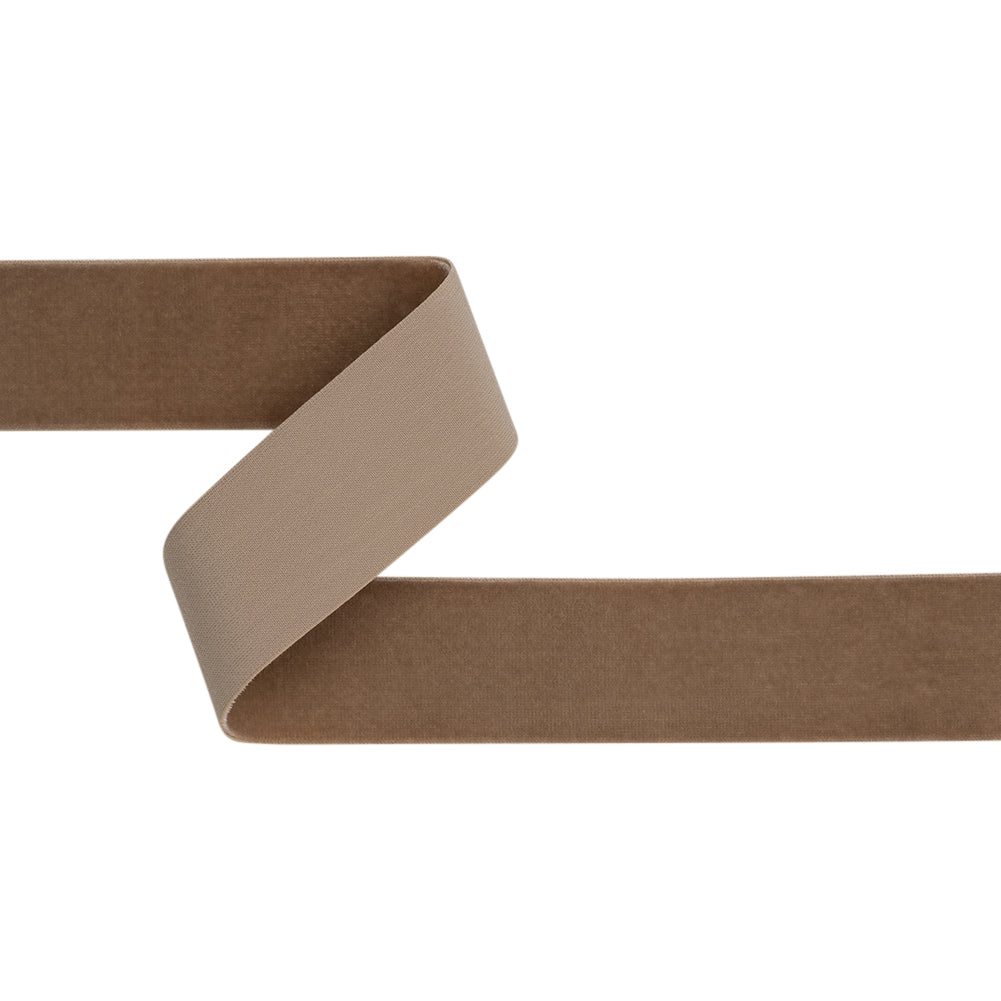 Stretch Velvet Ribbon Trim Made in Italy - 1.5" - Beige - Gislaine Collection Stretch Velvet Ribbon Trim Made in Italy - 1.5" - Beige - Gislaine Collection
