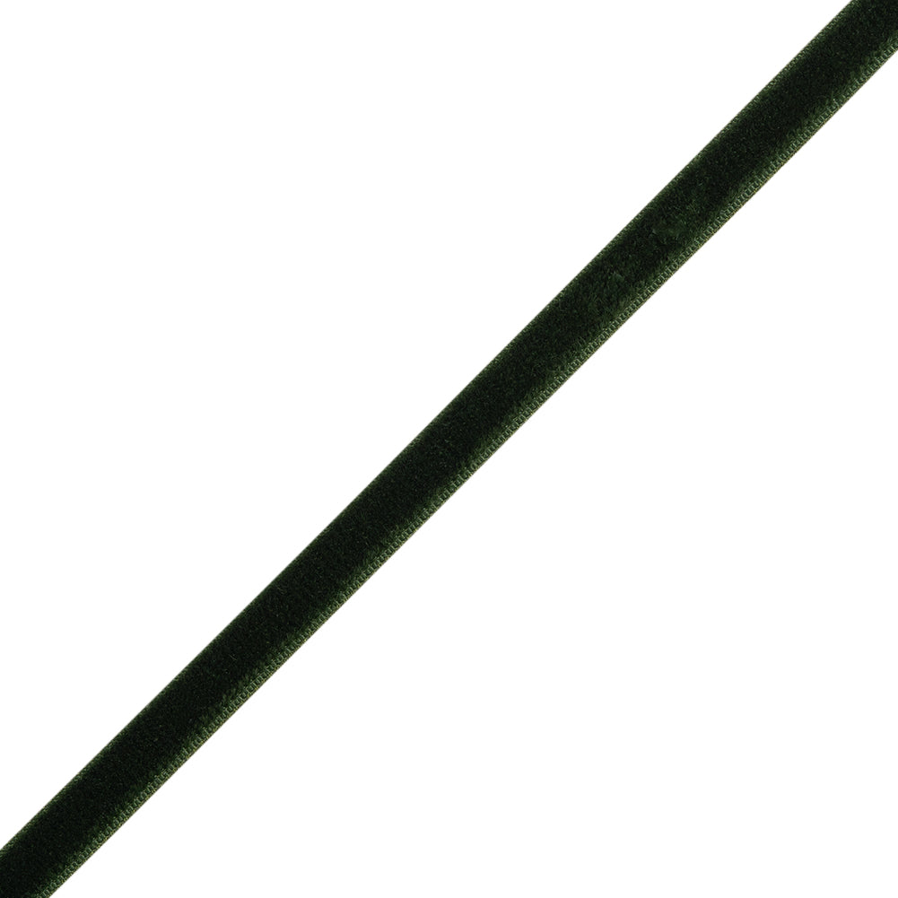 Stretch Velvet Ribbon Trim Made in Italy - 0.25" - Forest Green - Gislaine Collection Stretch Velvet Ribbon Trim Made in Italy - 0.25" - Forest Green - Gislaine Collection