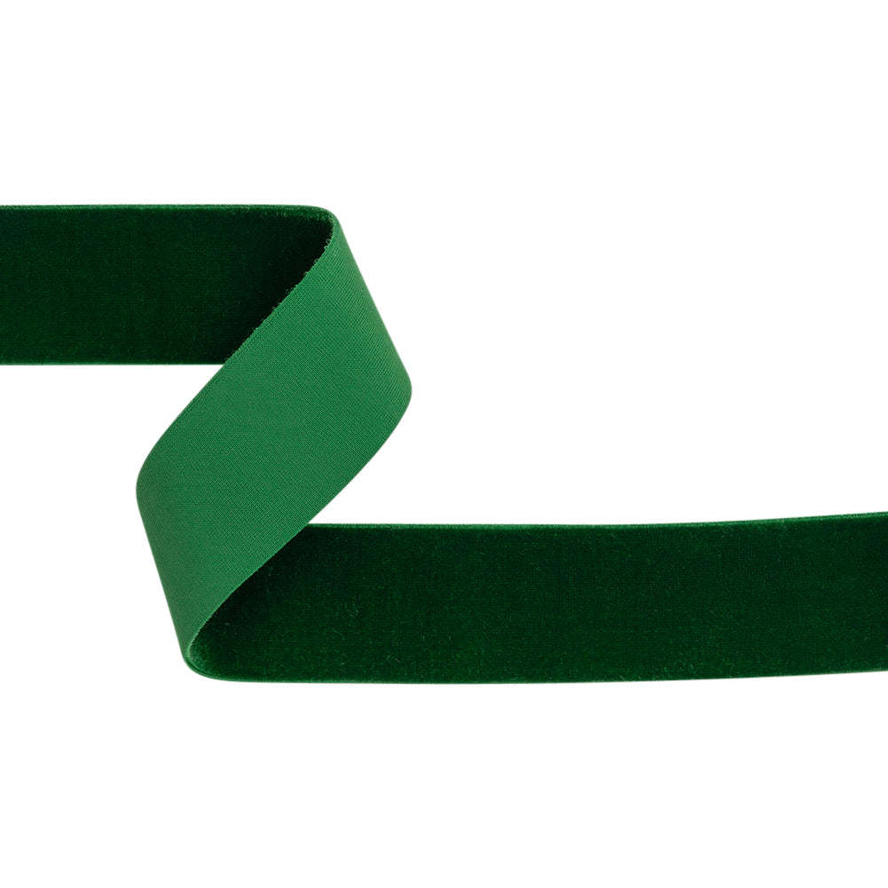 Stretch Velvet Ribbon Trim Made in Italy - 1.5" - Emerald Green - Gislaine Collection Stretch Velvet Ribbon Trim Made in Italy - 1.5" - Emerald Green - Gislaine Collection