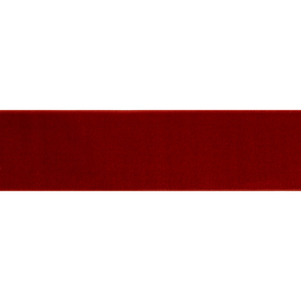 Stretch Velvet Ribbon Trim Made in Italy - 1.5" - Deep Red - Gislaine Collection Stretch Velvet Ribbon Trim Made in Italy - 1.5" - Deep Red - Gislaine Collection