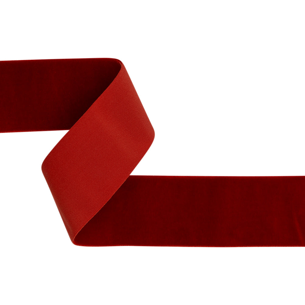 Stretch Velvet Ribbon Trim Made in Italy - 2" - Deep Red - Gislaine Collection Stretch Velvet Ribbon Trim Made in Italy - 2" - Deep Red - Gislaine Collection
