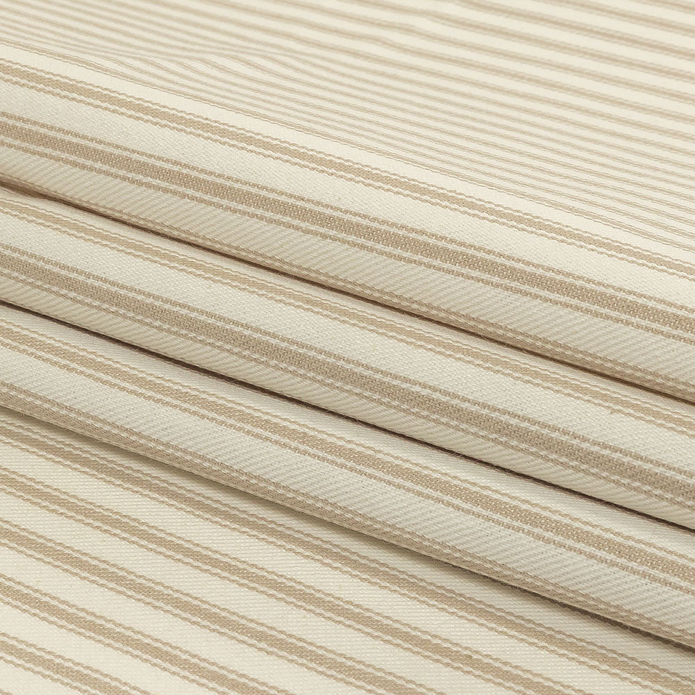 Linen and White Ticking Striped Cotton Twill - Folded Linen and White Ticking Striped Cotton Twill - Folded