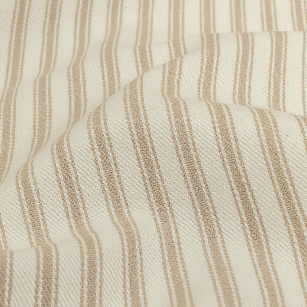 Linen and White Ticking Striped Cotton Twill - Detail Linen and White Ticking Striped Cotton Twill - Detail