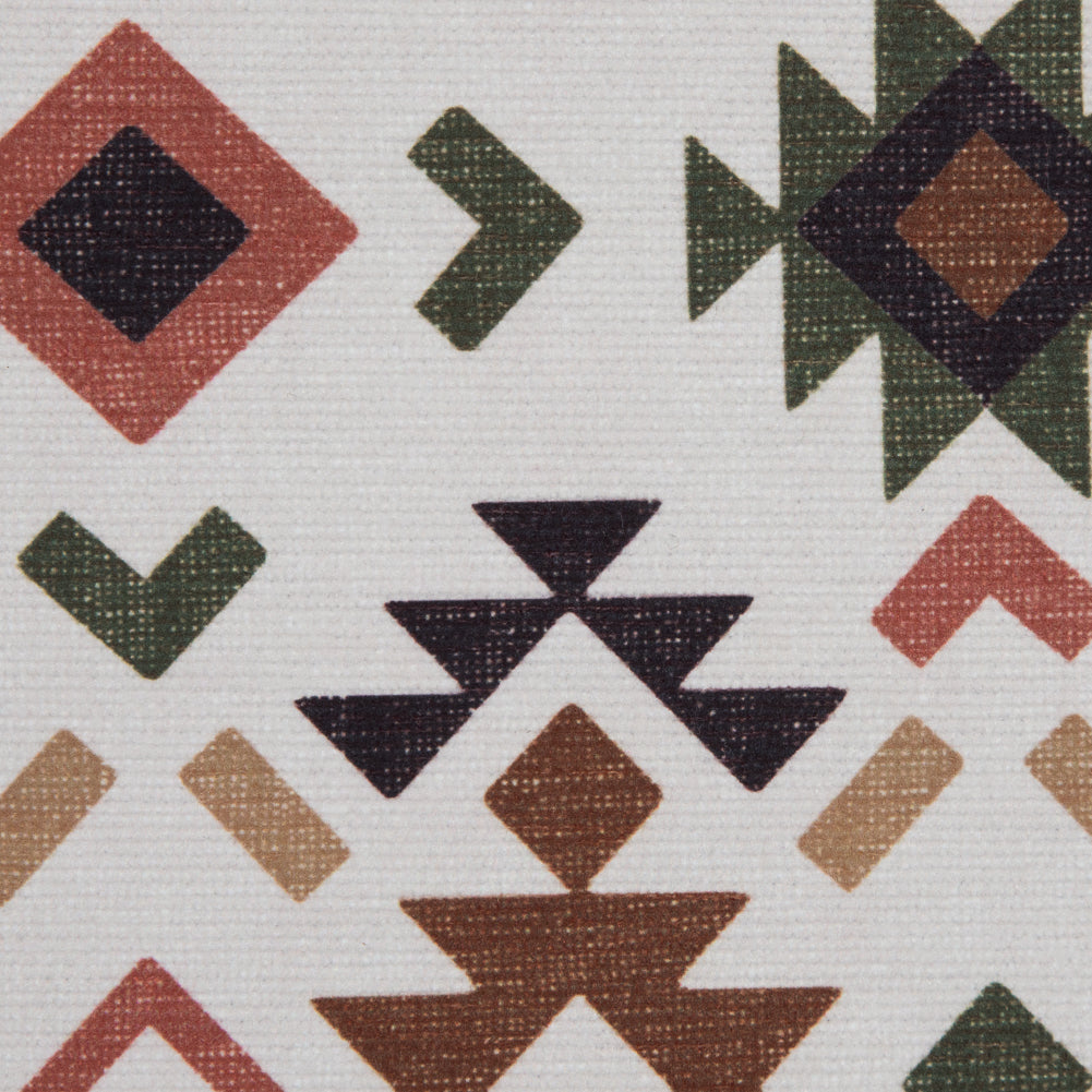 Brown and Green Geometric Printed Brushed Canvas Detail Brown and Green Geometric Printed Brushed Canvas Detail