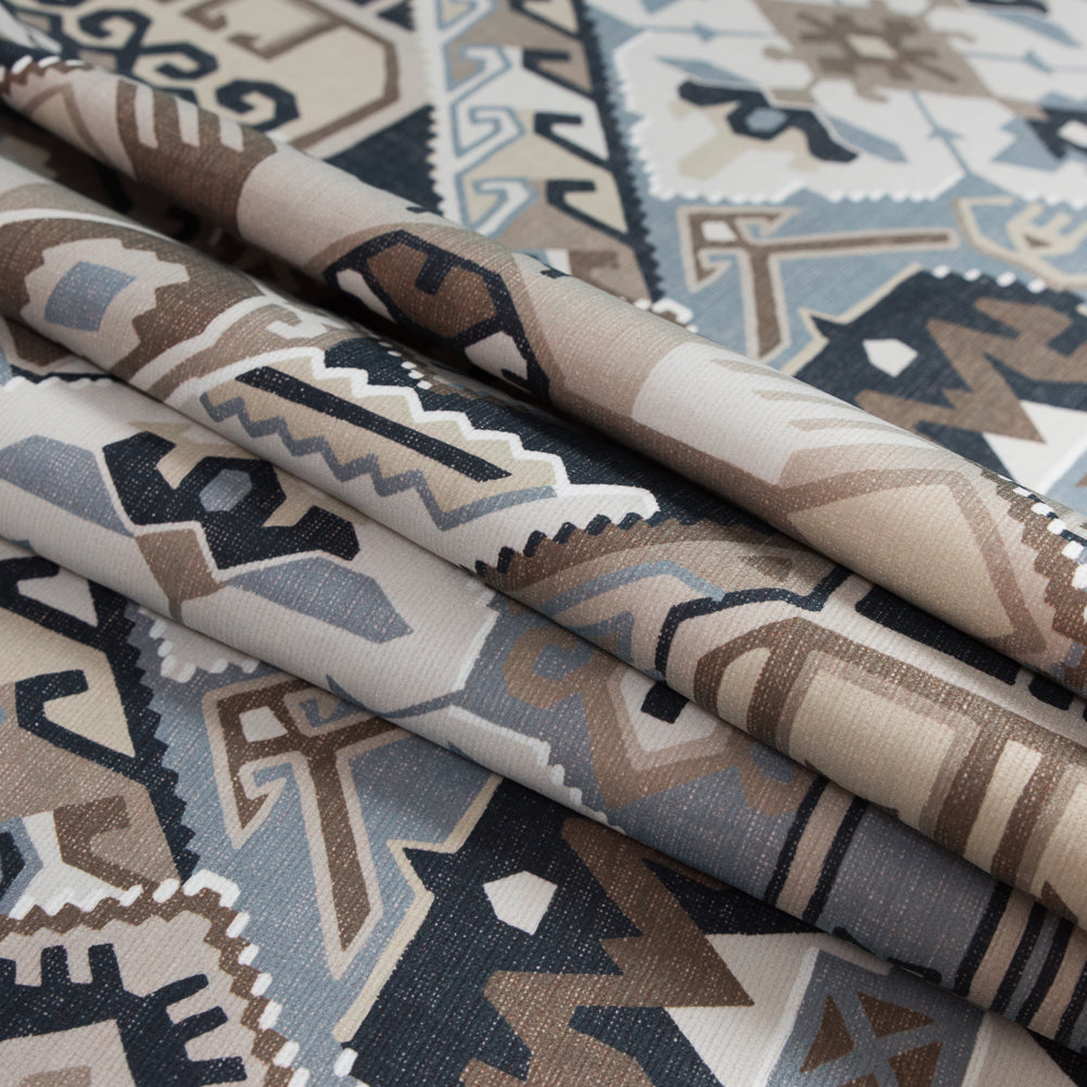 Beige and Gray Aztec Printed Brushed Canvas Folded Beige and Gray Aztec Printed Brushed Canvas Folded