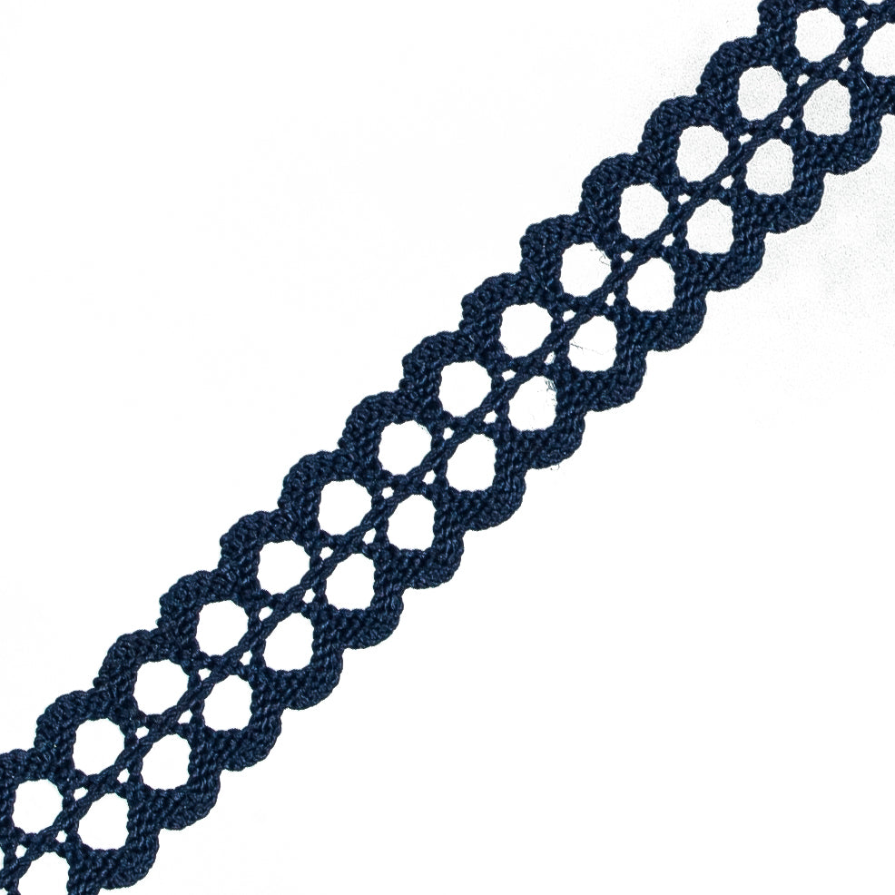 Navy European Crochet Trim - 0.75" Detail Navy European Crochet Trim - 0.75" Detail