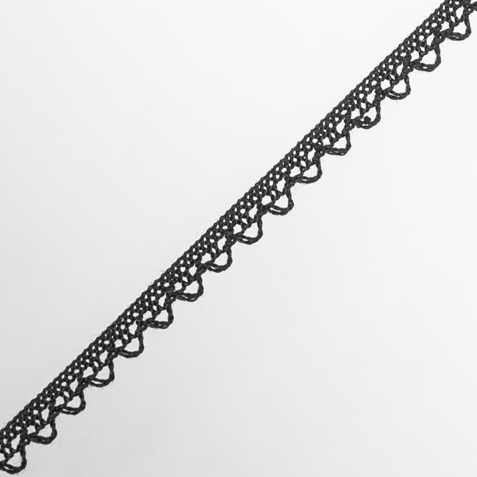 Black European Crochet Trim - 0.25" Detail Black European Crochet Trim - 0.25" Detail