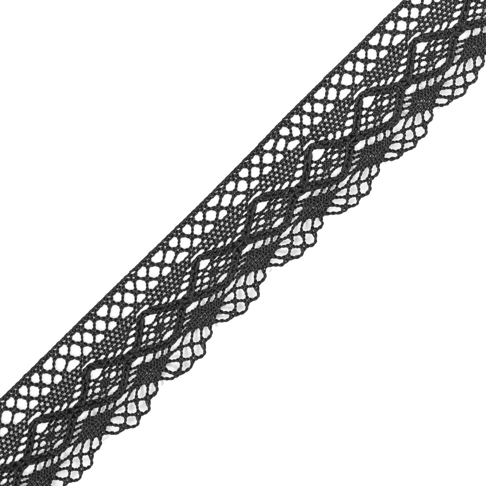 Black European Crochet Trim - 1" Detail Black European Crochet Trim - 1" Detail