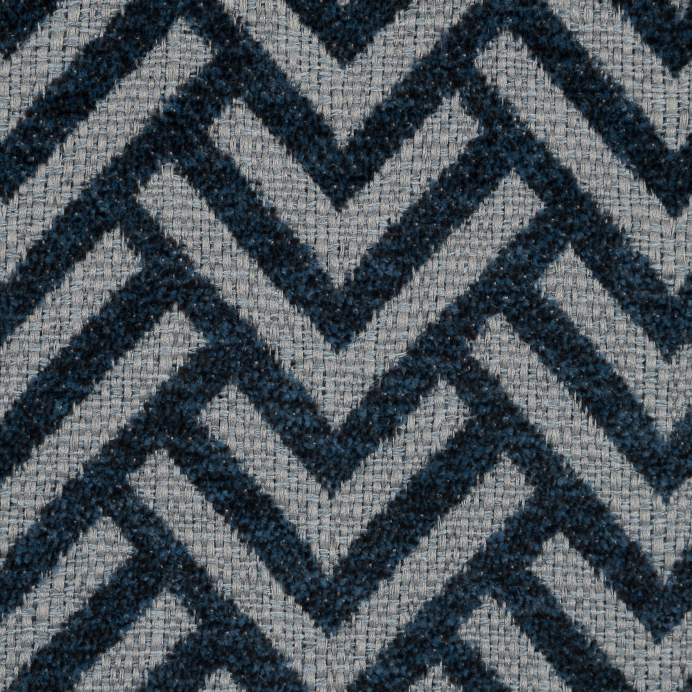 Midnight Navy Chevron Upholstery Chenille Detail Midnight Navy Chevron Upholstery Chenille Detail