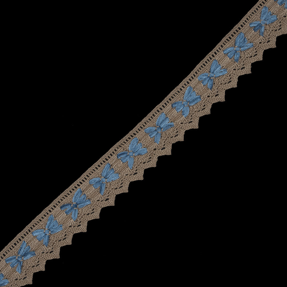 Beige and Blue Crochet Chenille Trim - 1.5" Beige and Blue Crochet Chenille Trim - 1.5"