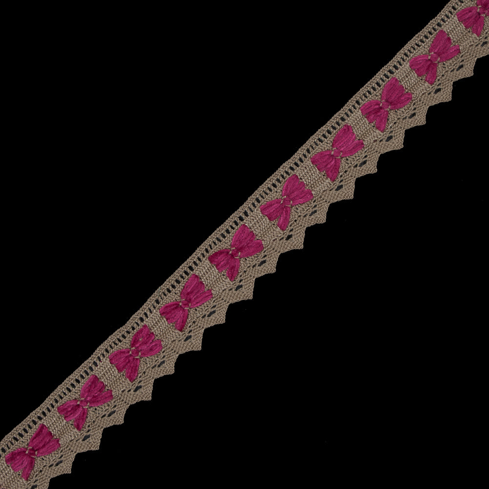 Beige and Fuchsia Crochet Chenille Trim - 1.5" Beige and Fuchsia Crochet Chenille Trim - 1.5"