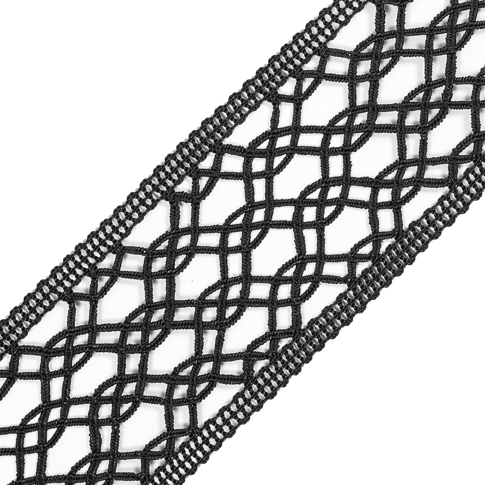 Black European Crochet Trim - 2.25 - Detail Black European Crochet Trim - 2.25 - Detail