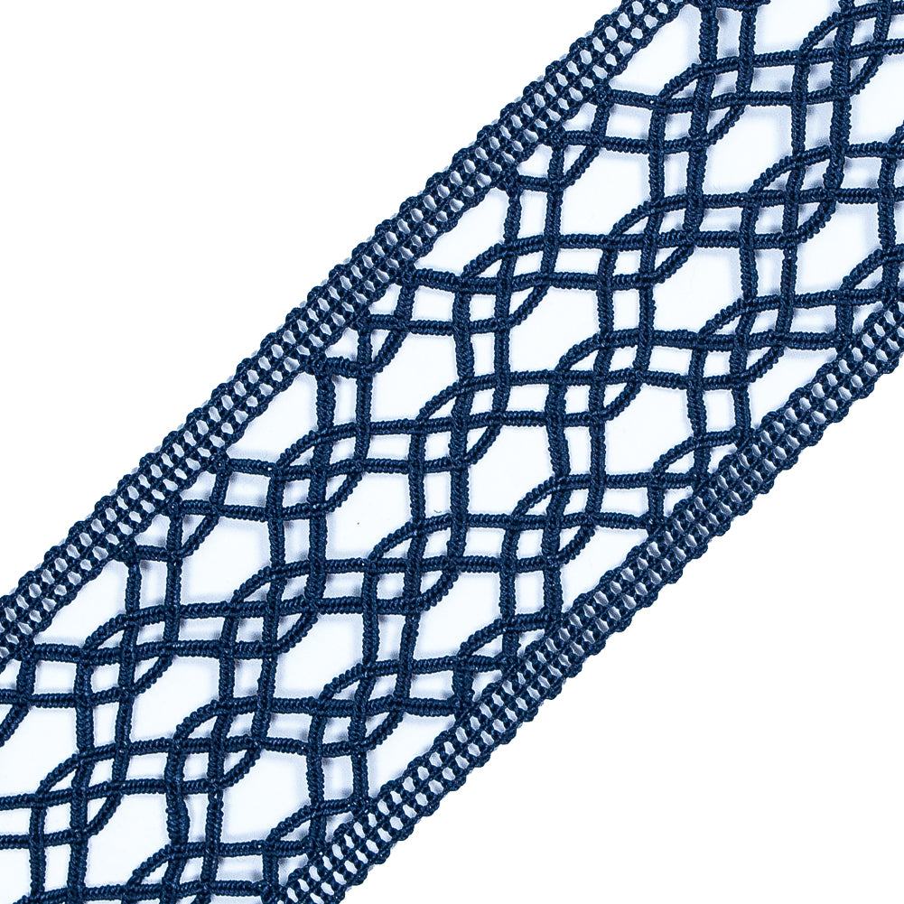 Navy European Crochet Trim - 2.25 - Detail Navy European Crochet Trim - 2.25 - Detail