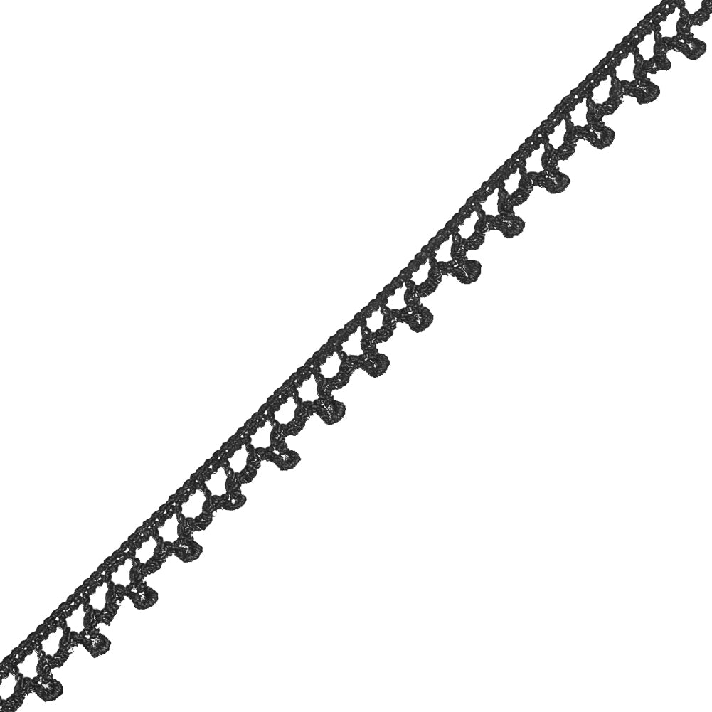 Charcoal Gray European Crochet Trim - 0.25 - Detail Charcoal Gray European Crochet Trim - 0.25 - Detail