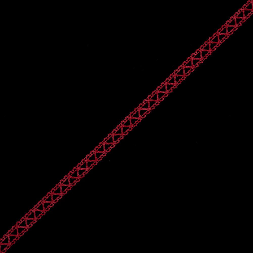 Red European Cotton Crochet Trim - 0.5 Red European Cotton Crochet Trim - 0.5