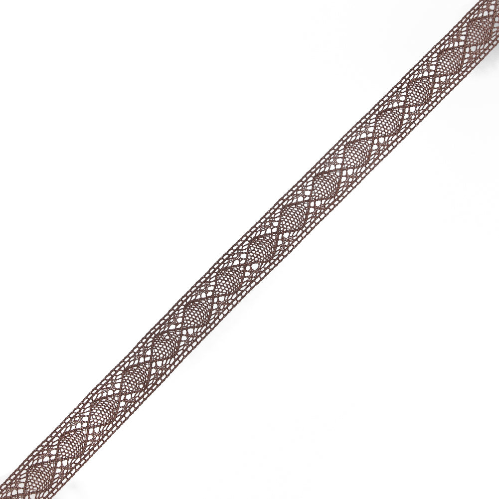 Brown European Cotton Crochet Lace Trim - 0.625 Brown European Cotton Crochet Lace Trim - 0.625