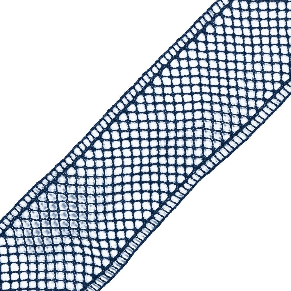 Navy European Cotton Crochet Trim - 1.5" Detail Navy European Cotton Crochet Trim - 1.5" Detail