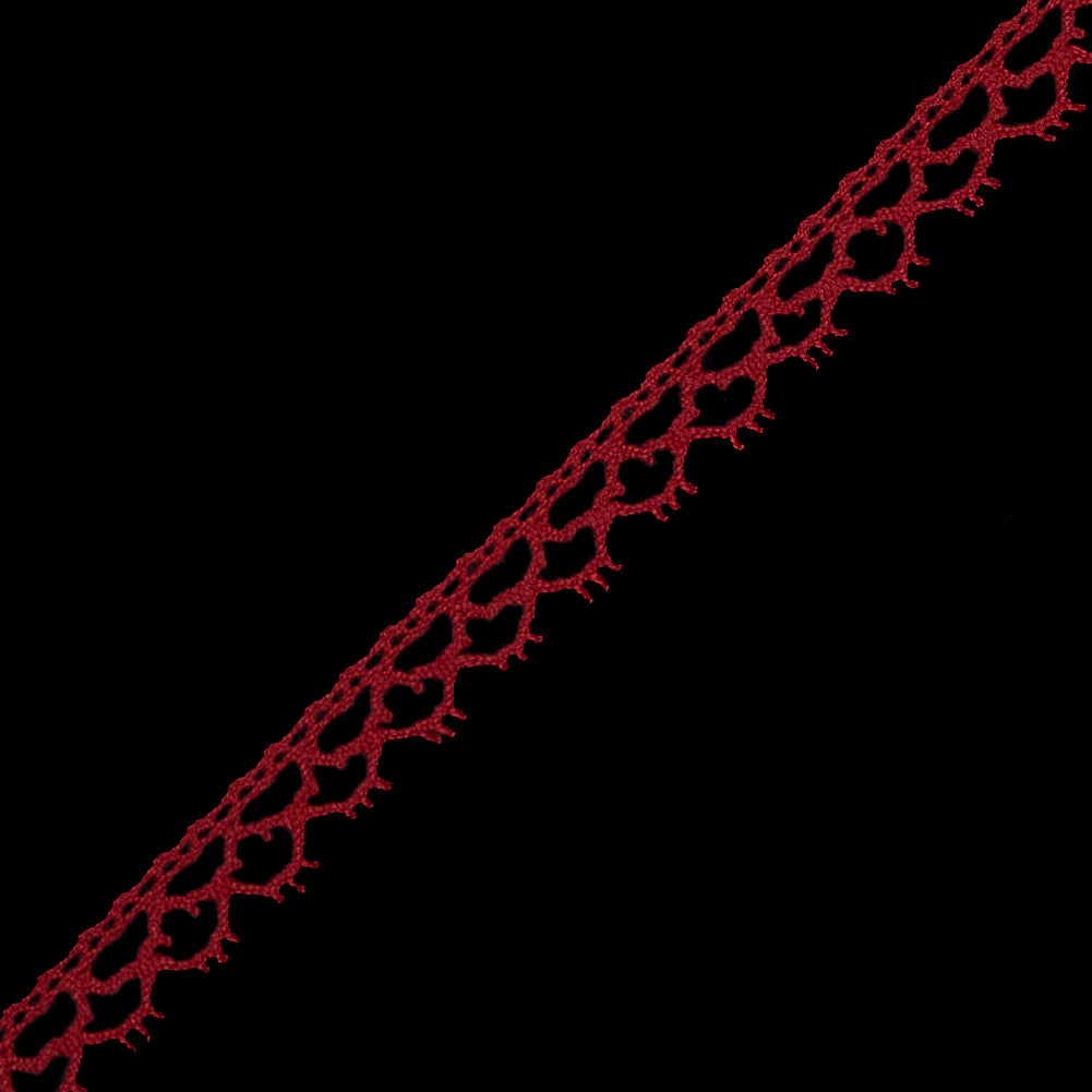 Red European Cotton Crochet Trim - 0.375" Detail Red European Cotton Crochet Trim - 0.375" Detail