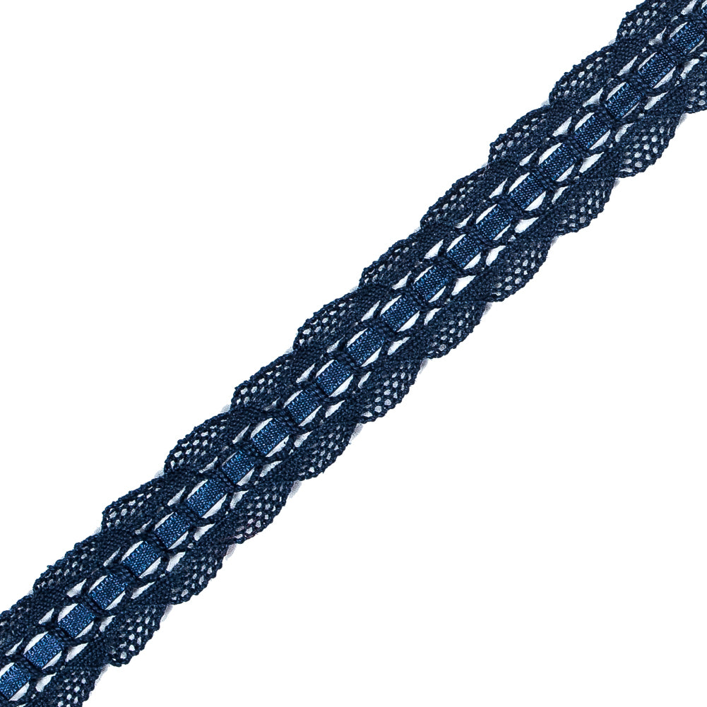 Navy European Crochet Trim - 0.75" Detail Navy European Crochet Trim - 0.75" Detail