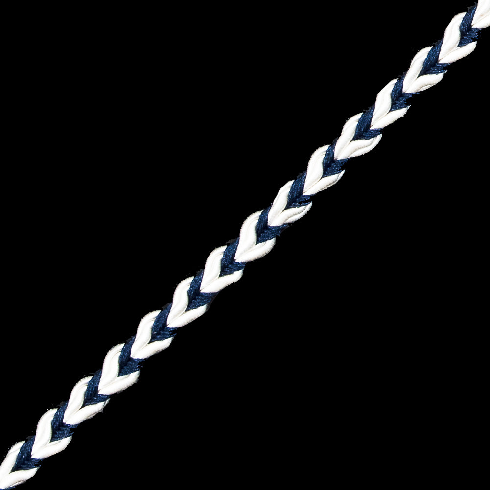 Navy and White Two-Tone Braided Trim - 0.25 - Detail Navy and White Two-Tone Braided Trim - 0.25 - Detail
