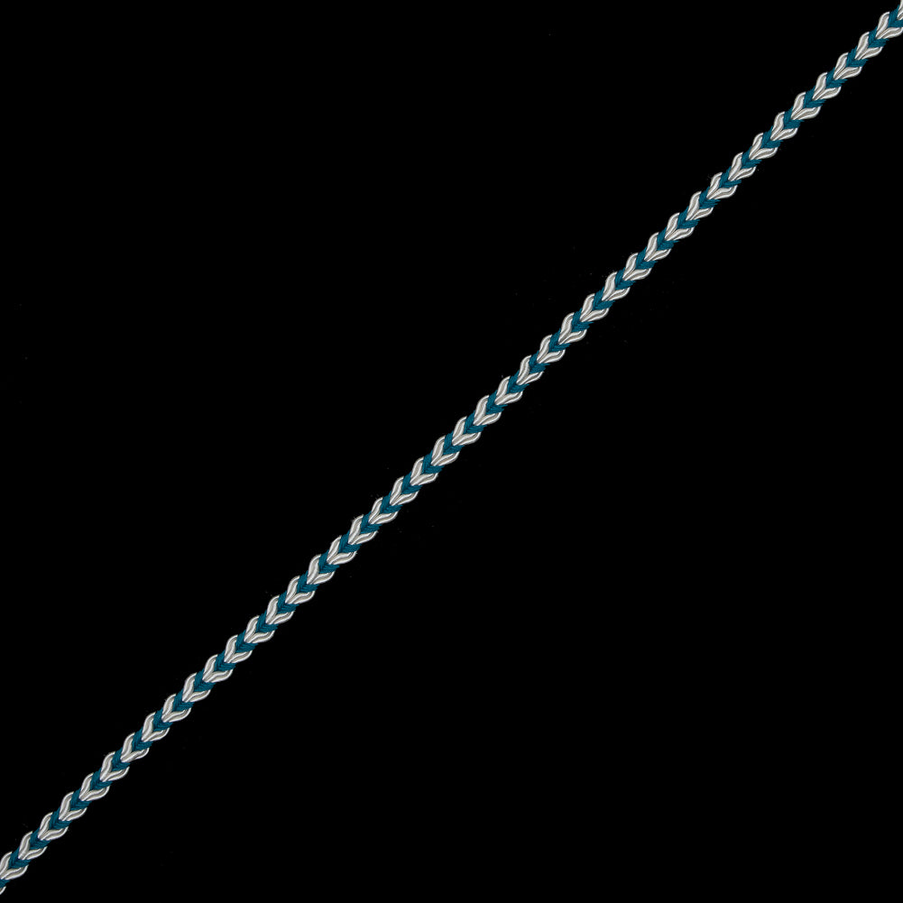 Teal and White Two-Tone Braided Trim - 0.25 Teal and White Two-Tone Braided Trim - 0.25