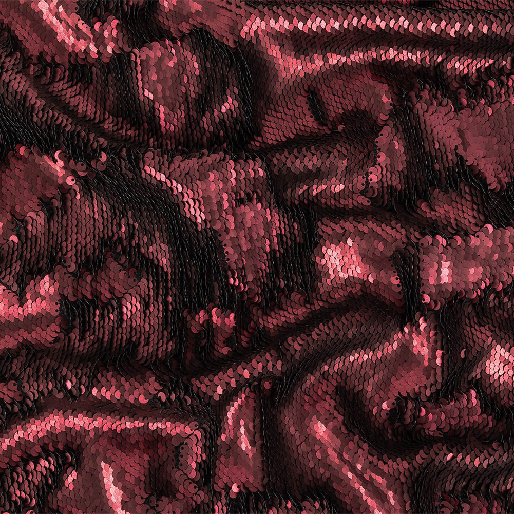 Two-Tone Vineyard Mist Paillette Sequins on Black Rayon Stretch Jersey Backing Two-Tone Vineyard Mist Paillette Sequins on Black Rayon Stretch Jersey Backing