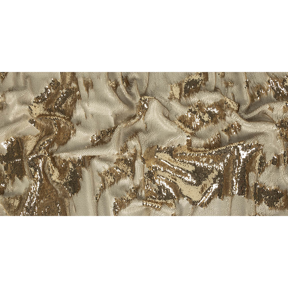 Two-Tone Spumante and Ivory Paillette Sequins on Tofu Rayon Stretch Jersey Backing - Full Two-Tone Spumante and Ivory Paillette Sequins on Tofu Rayon Stretch Jersey Backing - Full