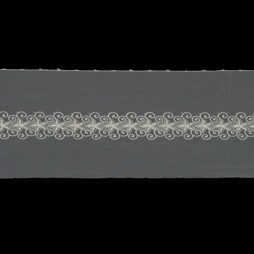 Off-White Floral Embroidered Mesh Trim Off-White Floral Embroidered Mesh Trim