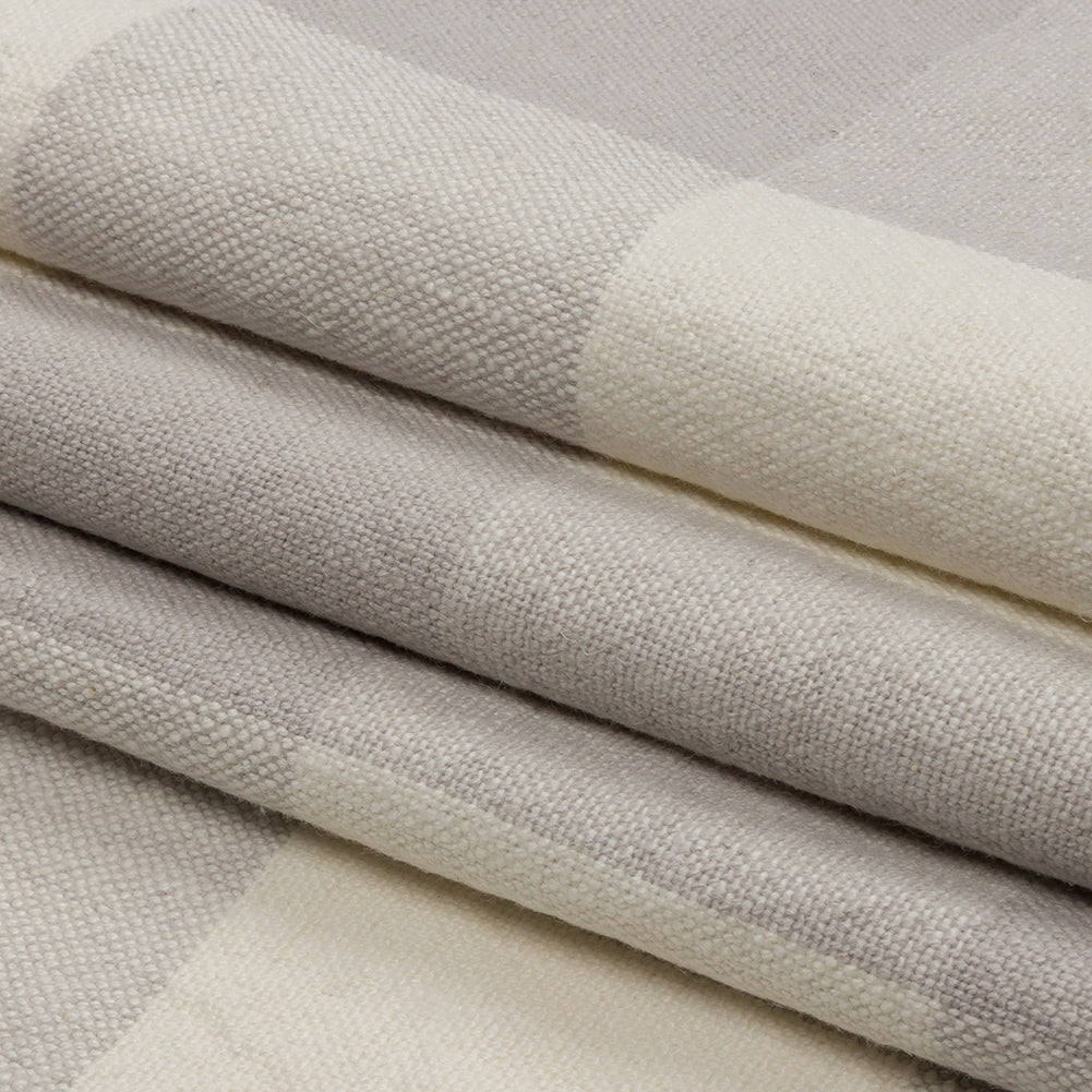 Fog and Cream Buffalo Check Linen and Cotton Woven - Folded Fog and Cream Buffalo Check Linen and Cotton Woven - Folded