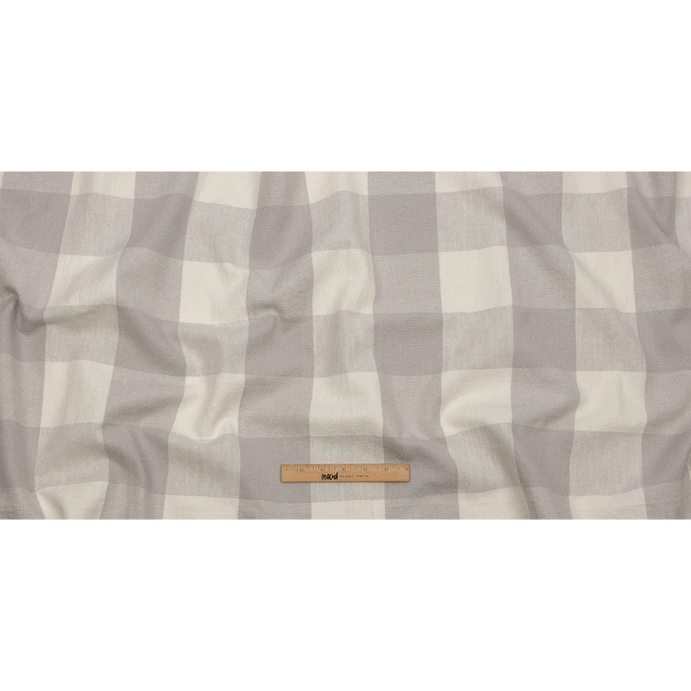 Fog and Cream Buffalo Check Linen and Cotton Woven - Full Fog and Cream Buffalo Check Linen and Cotton Woven - Full