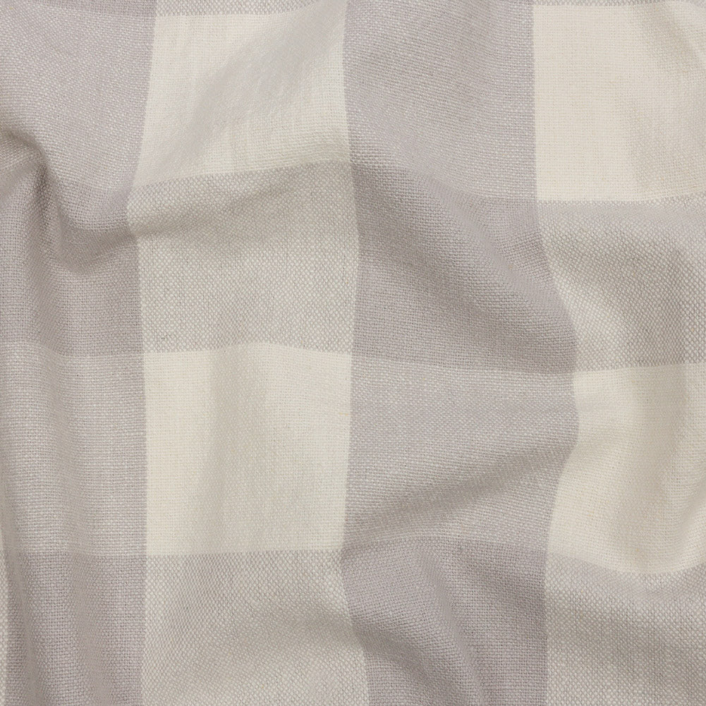 Fog and Cream Buffalo Check Linen and Cotton Woven Fog and Cream Buffalo Check Linen and Cotton Woven