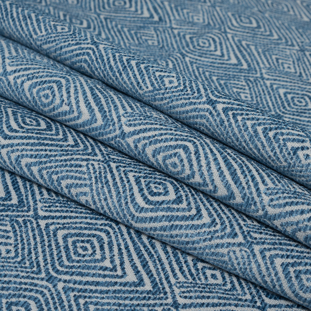 Blue Jay Diamond Patterned Upholstery Chenille - Folded Blue Jay Diamond Patterned Upholstery Chenille - Folded