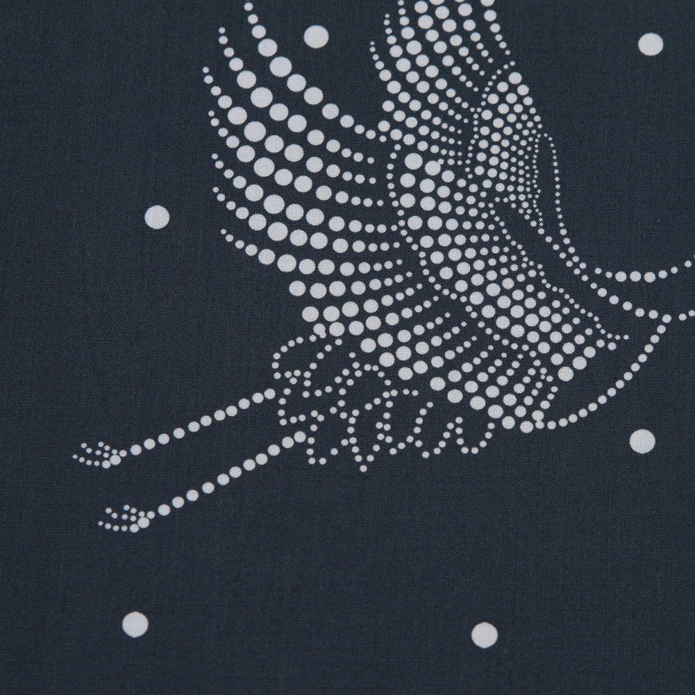 European Black and White Constellation Cranes Cotton Poplin Full European Black and White Constellation Cranes Cotton Poplin Full