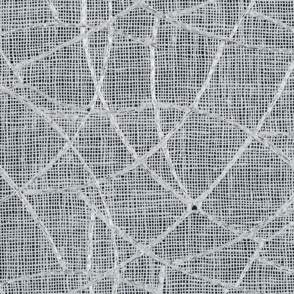 White and Metallic Silver Embroidered Drapery Sheer - Detail White and Metallic Silver Embroidered Drapery Sheer - Detail