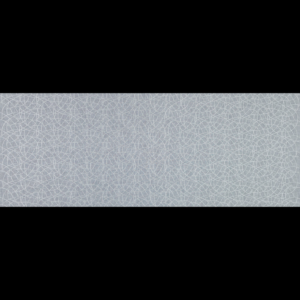 White and Metallic Silver Embroidered Drapery Sheer - Full White and Metallic Silver Embroidered Drapery Sheer - Full