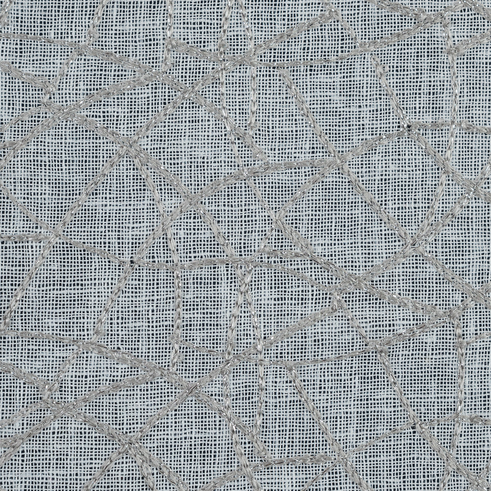 Gray and Metallic Silver Embroidered Drapery Sheer - Detail Gray and Metallic Silver Embroidered Drapery Sheer - Detail
