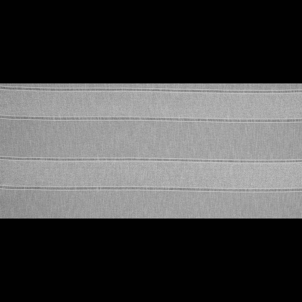 White and Metallic Silver Awning Striped Drapery Sheer - Full White and Metallic Silver Awning Striped Drapery Sheer - Full